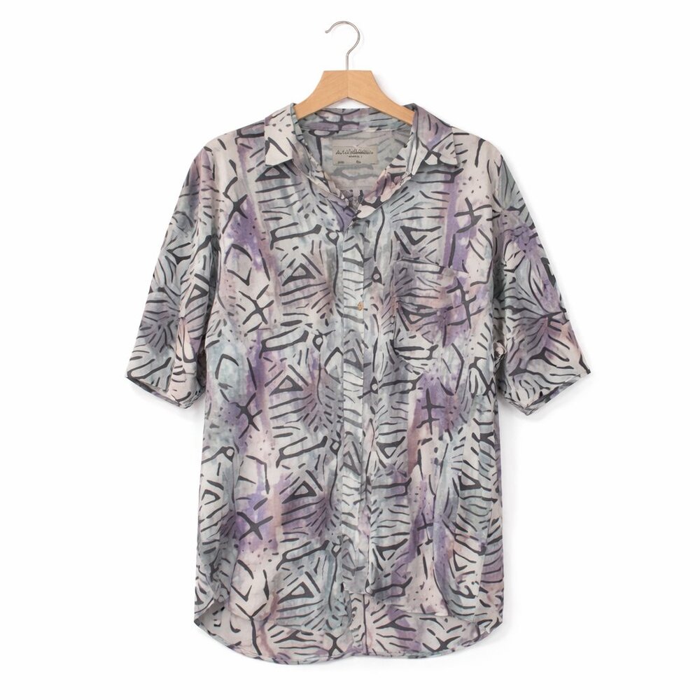 PIER CONNECTION | Vintage Abstract Pastel Button-Up Shirt – Large